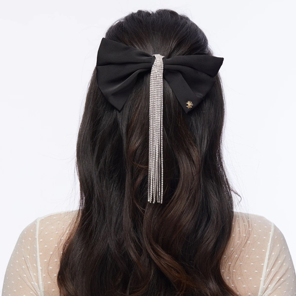 NWT LELE SADOUGHI JET CRYSTAL KRISTINA CRYSTAL BOW BARRETTE